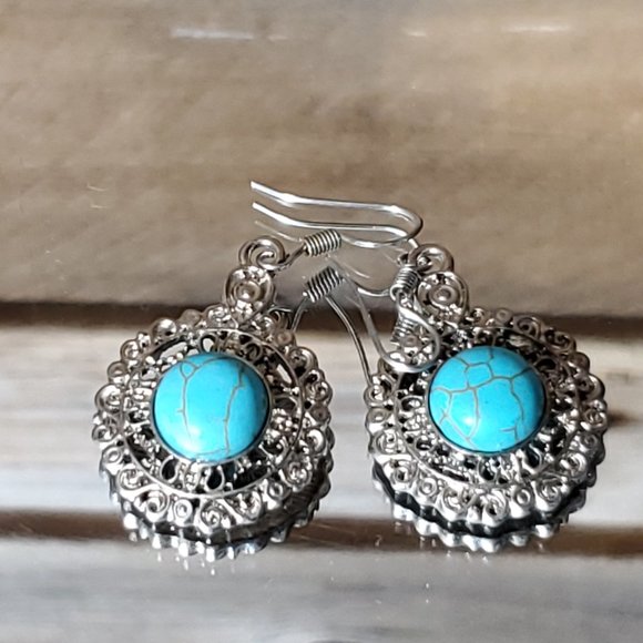 Kimora Genuine Turquoise and Sterling Silver Earrings - Picture 7 of 7